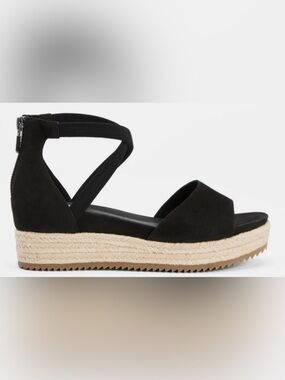 Eileen Fisher Island Nubuck Espadrille Sandal Black Women Size 10 Minimalist EUC